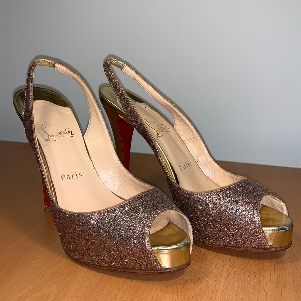 Christian Louboutin 39 1/2 platform sling 100mm